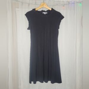 Annalee + Hope Ruffle Shift Black Dress Medium USA Made A-line Above Knee